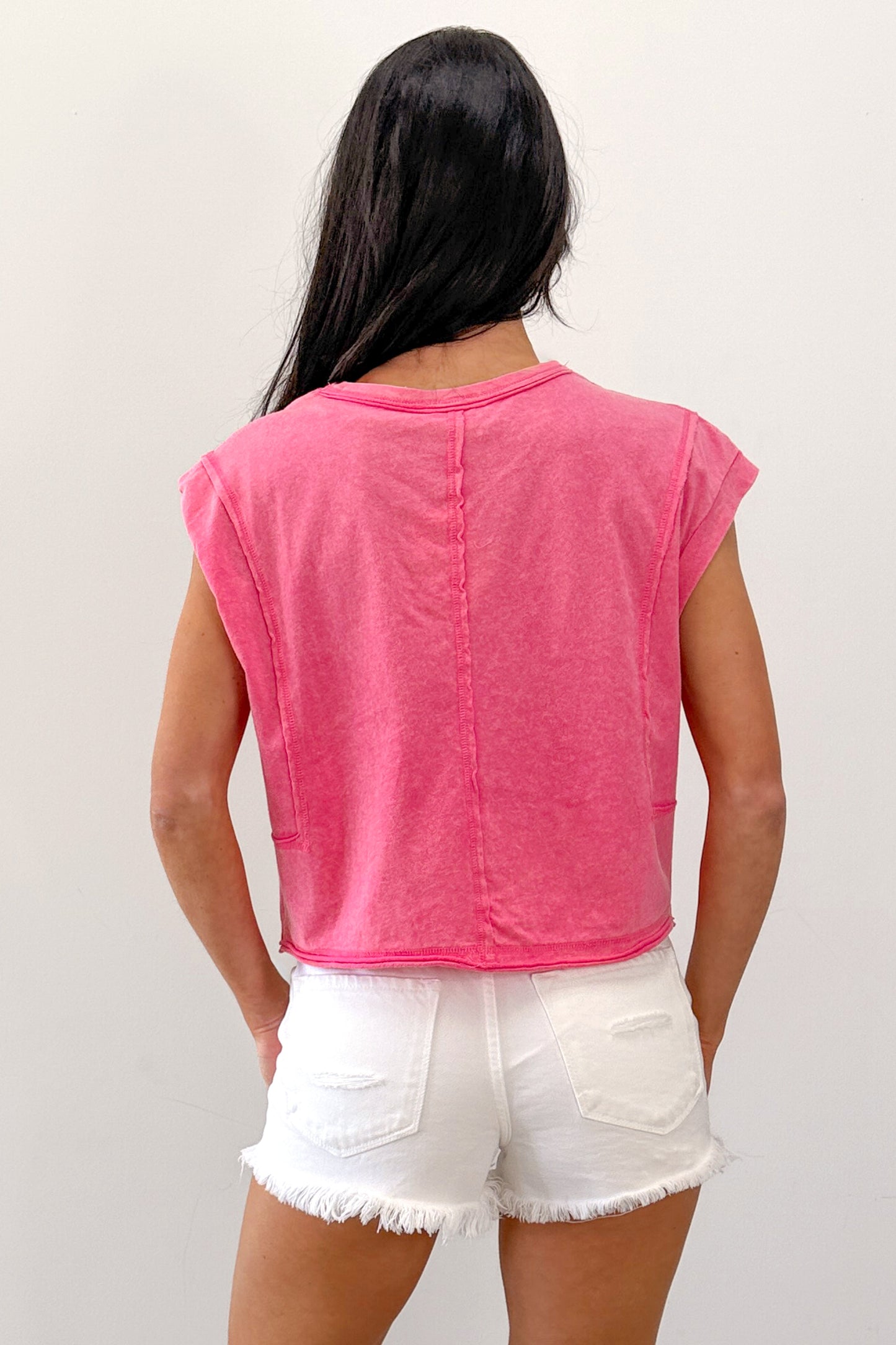Varsity Muse Mineral Wash Boxy Cotton Top (Pink)