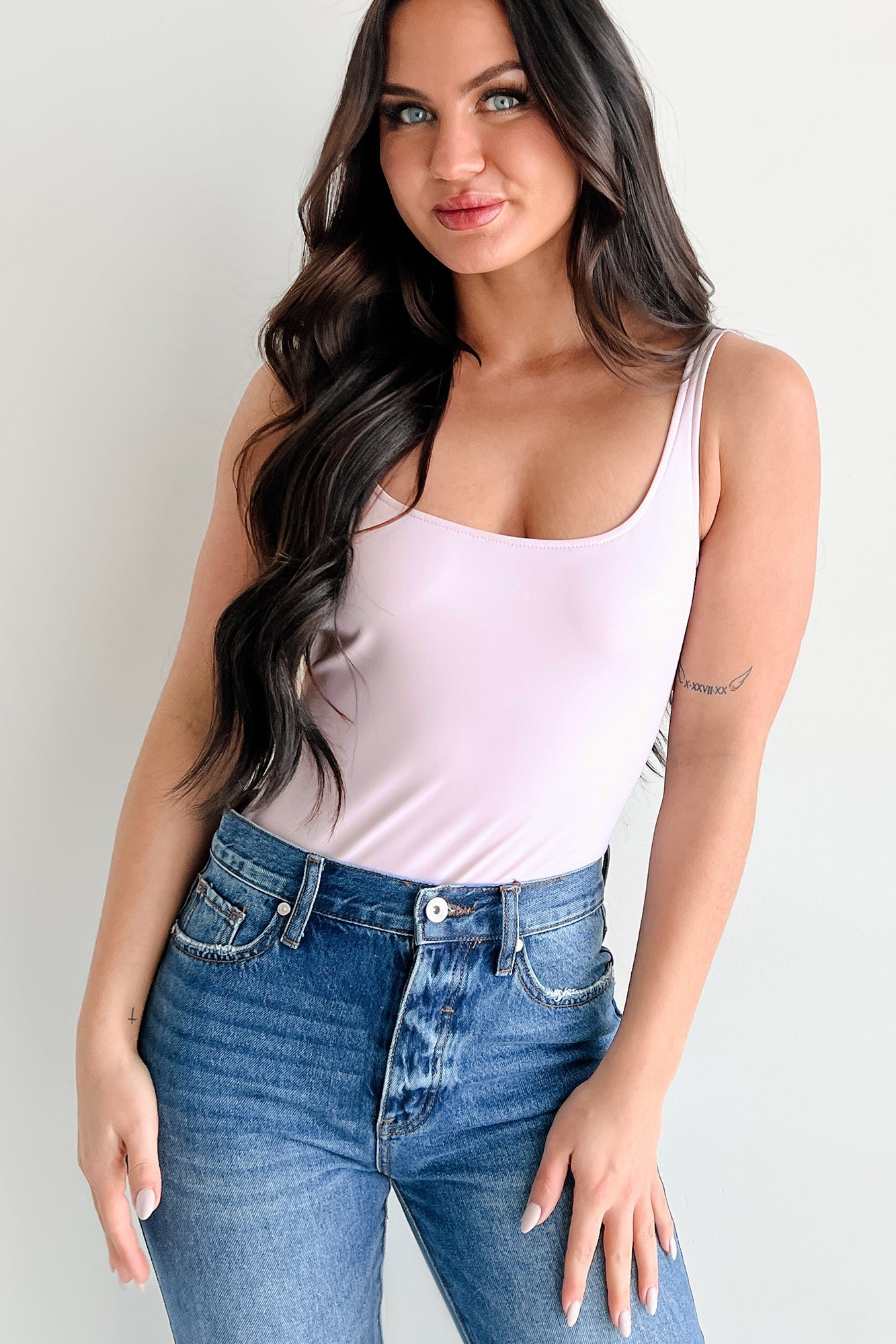 Summer Feels Forever Sleeveless Faux Leather Bodysuit (Lavender)