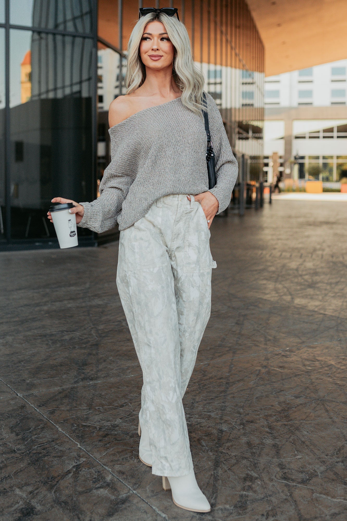True Authority High Rise Wide Leg Pants (Camo)