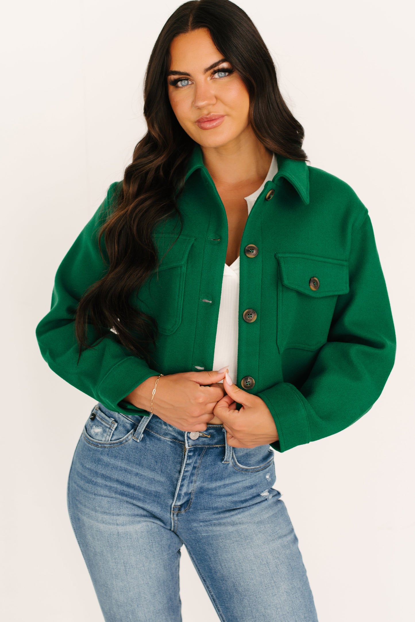 Soft But Savage Fleece Crop Jacket (Green)