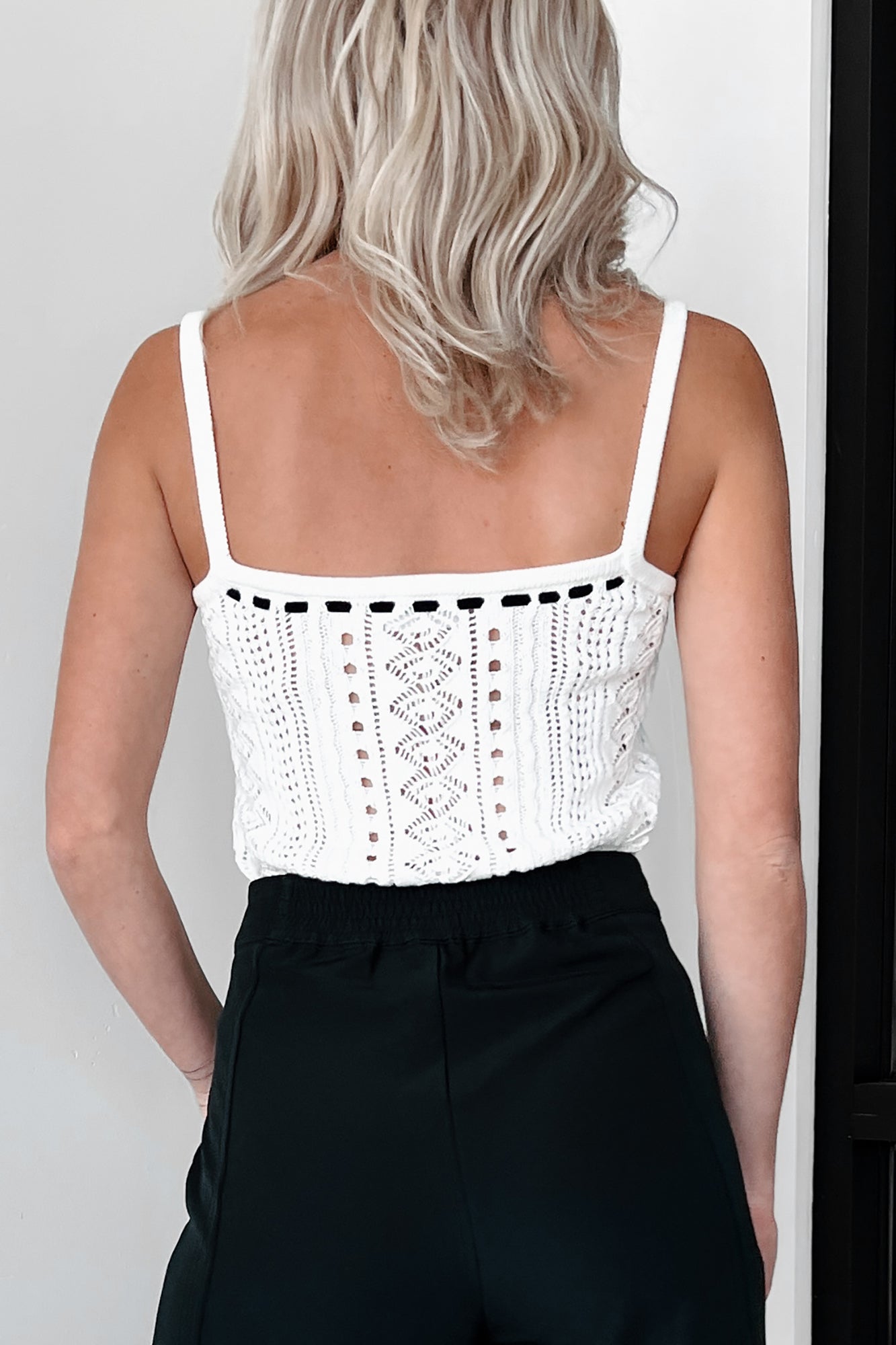 Subtle Charmer Contrast Bow Sweater Tank (White/Black)
