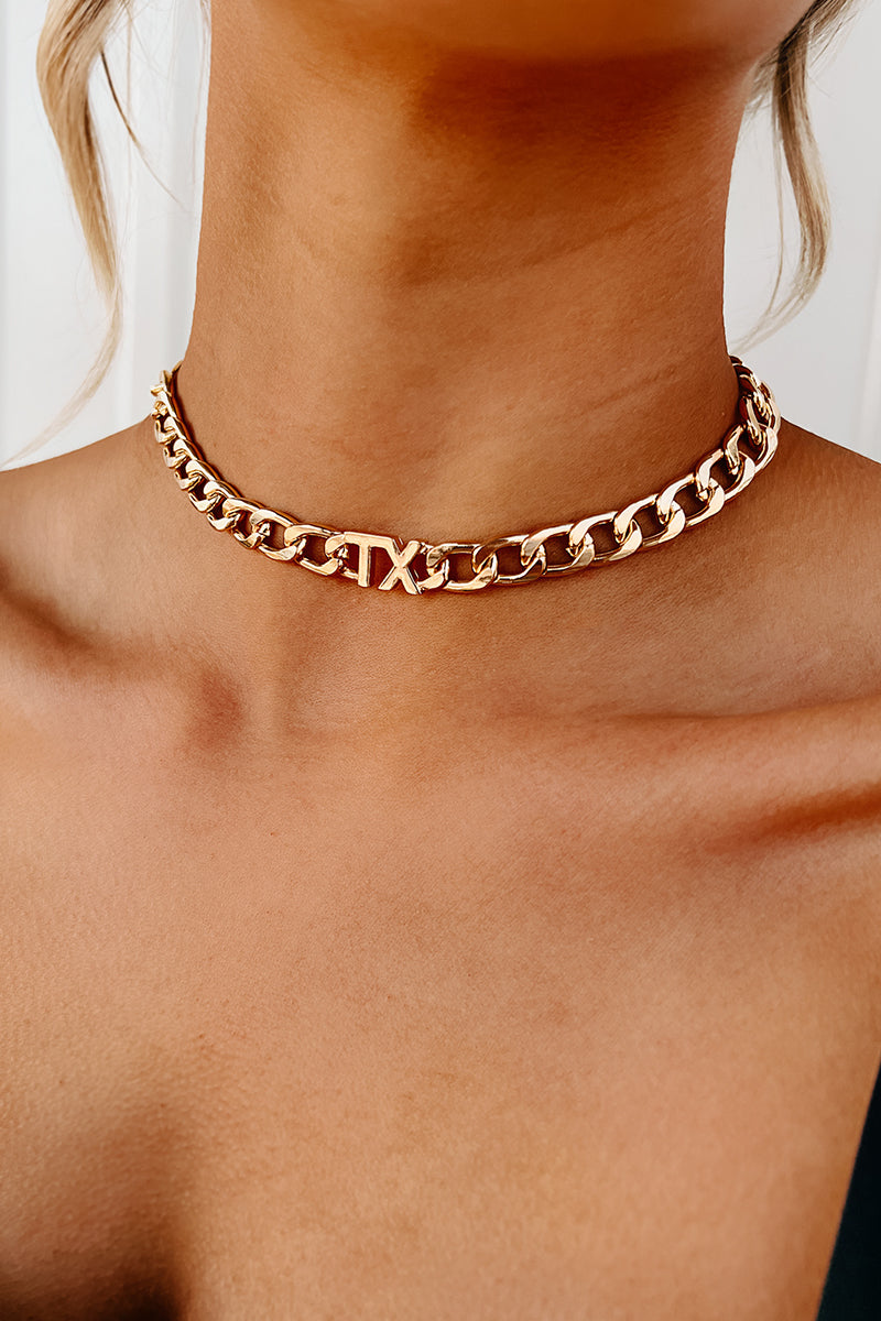Where I Call Home State Abbreviation Chain Necklace (Gold)