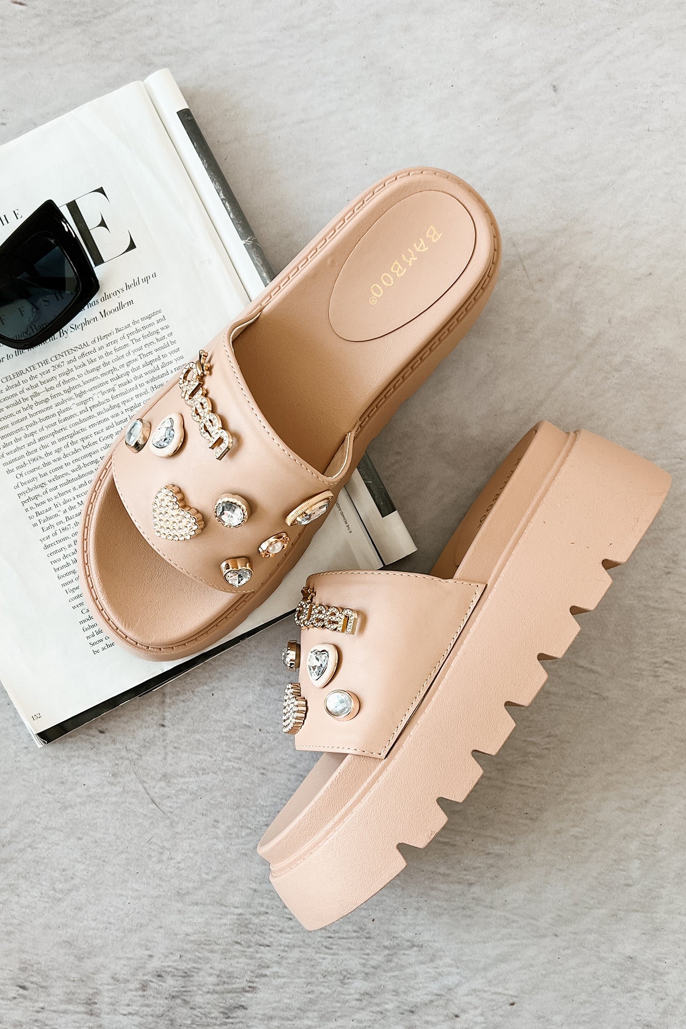 Radiant Bliss Embezzled Platform Sandal (Nude)