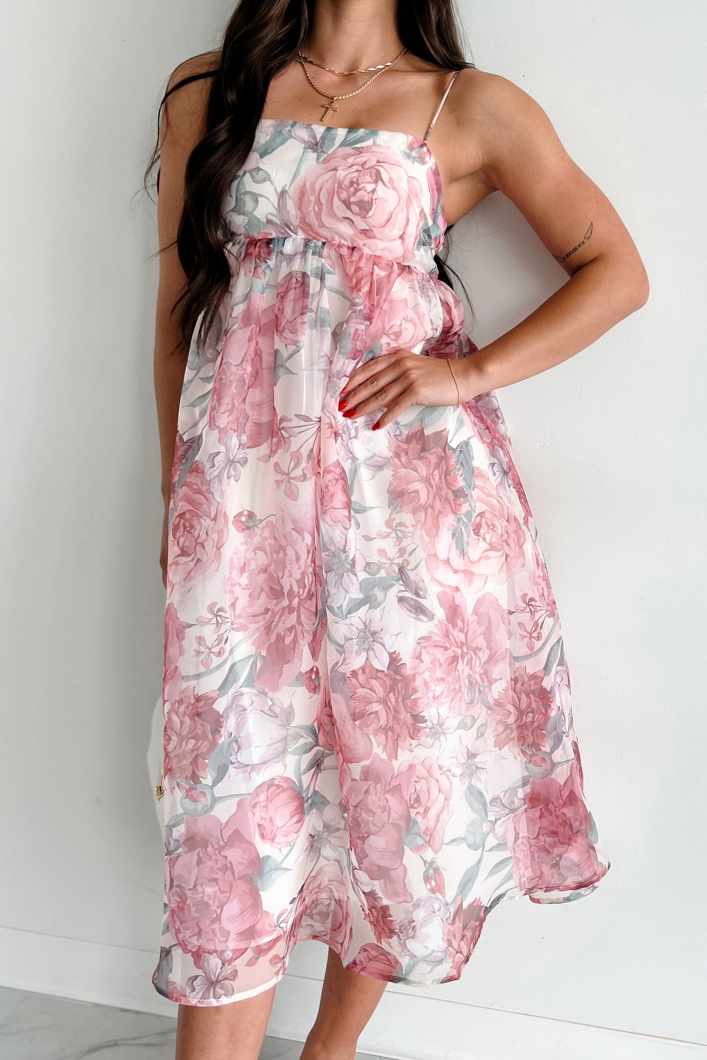 Stay Rosy Floral Midi Dress (Berry Floral)