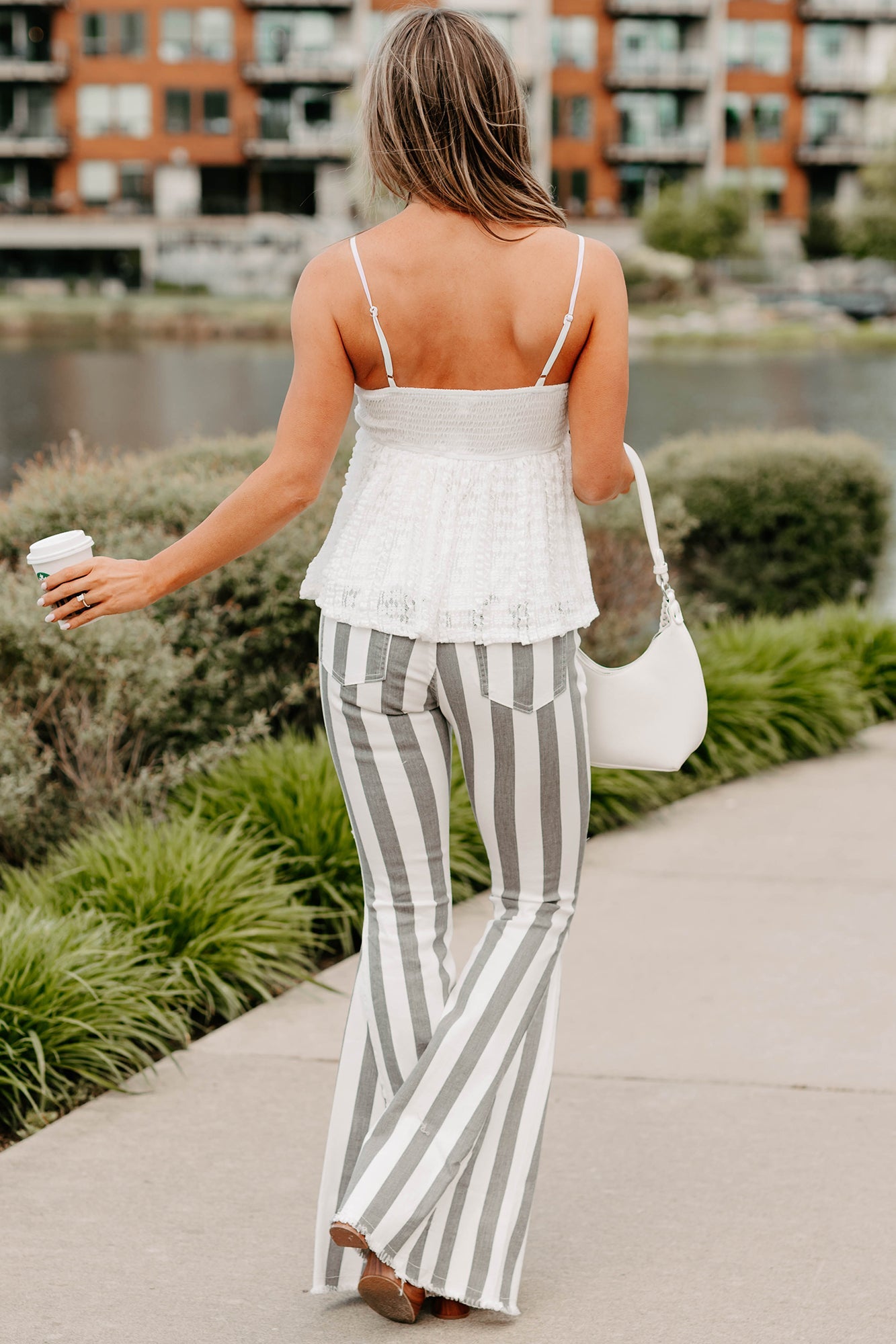 Timelessly Textured Sleeveless Ruffle Lace Top (White)