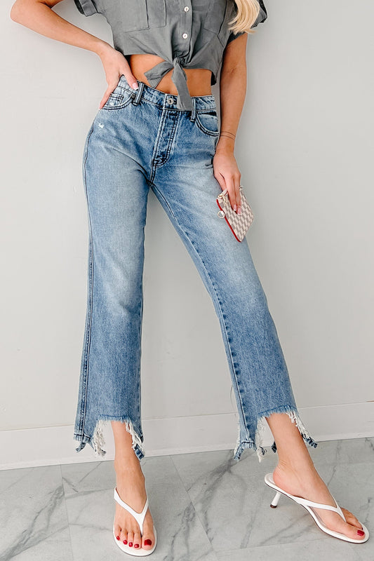 Rosanna Special A Distressed Hem Dad Jeans (Medium Light)