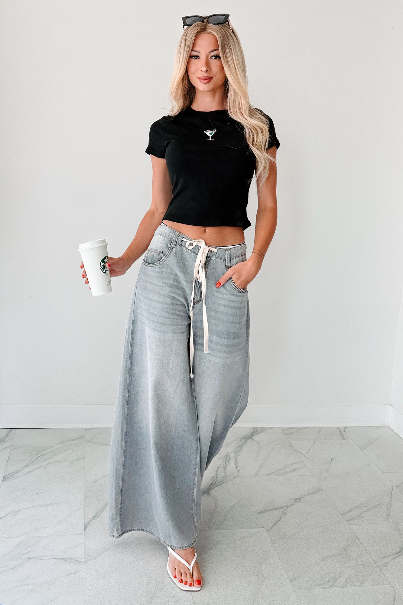 Seen & Sassy Embroidered Martini Top (Black)