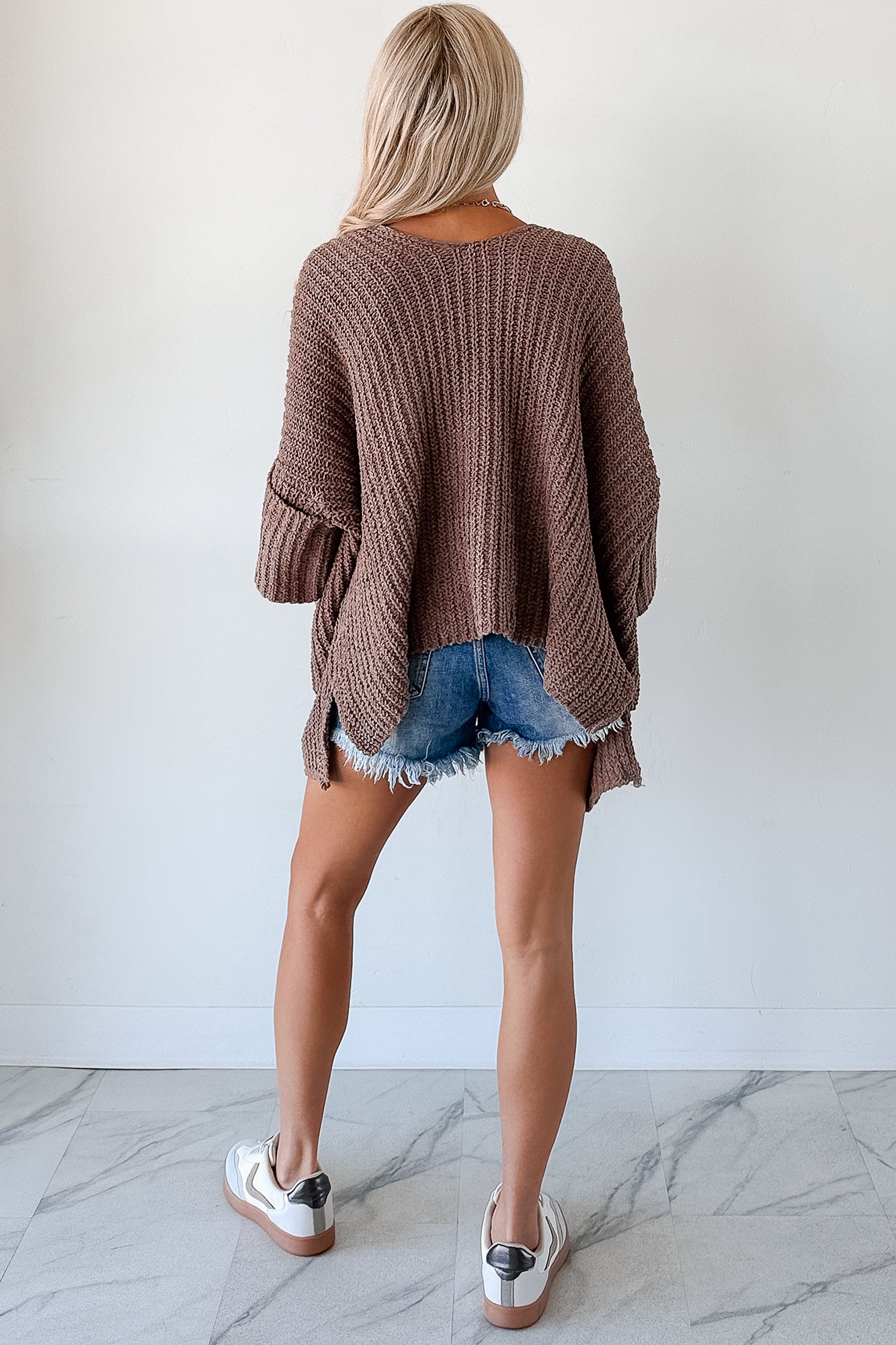 Quiet Times Cuffed Sleeve POL Cardigan (Chocolate)