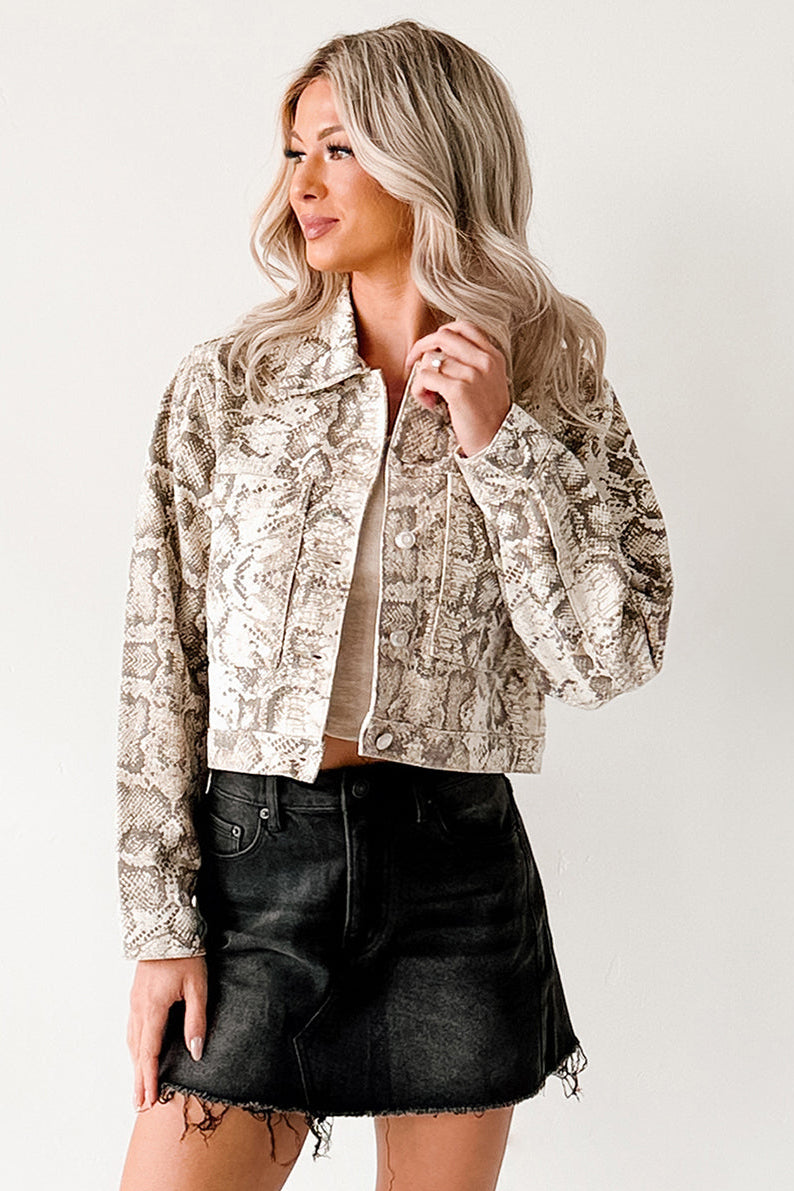 Prime Times Denim Snake Print Jacket (Taupe)