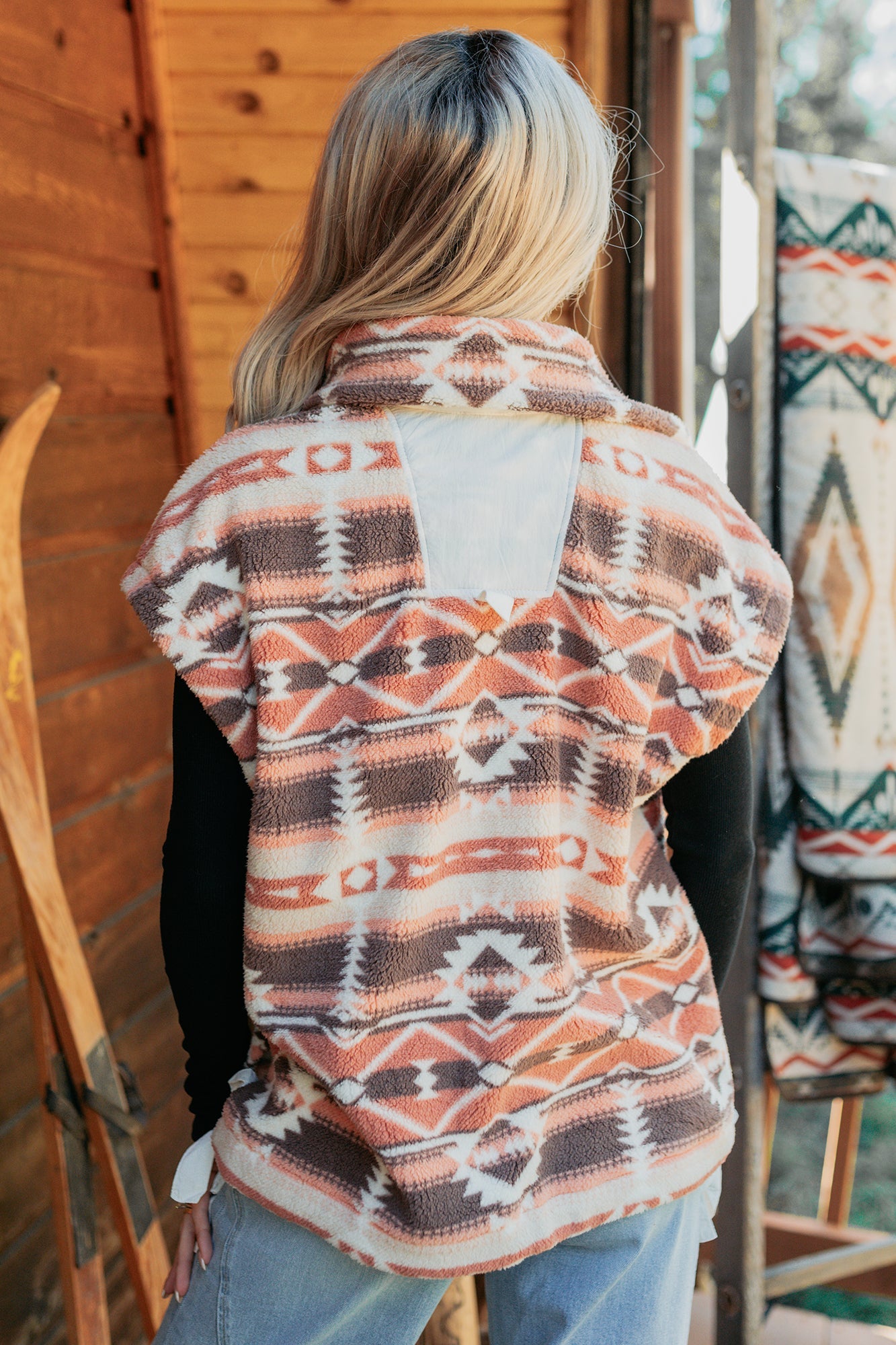 Lost In Motion Fleece Button-Up Vest (Rust/Multi)