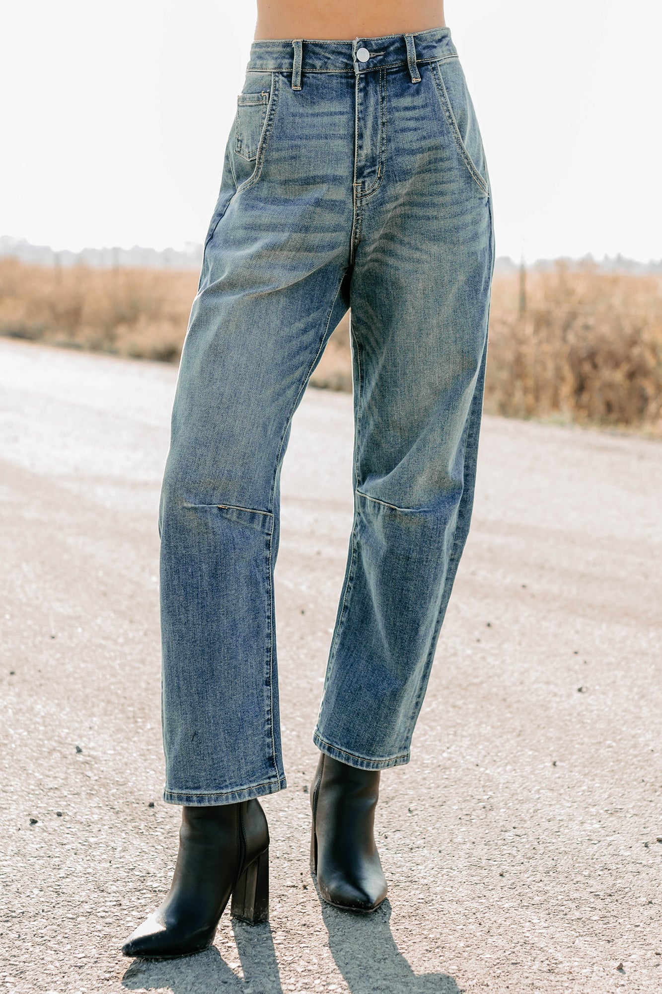 Willy Super High Rise Mica Denim Barrel Jeans (Medium Vintage)