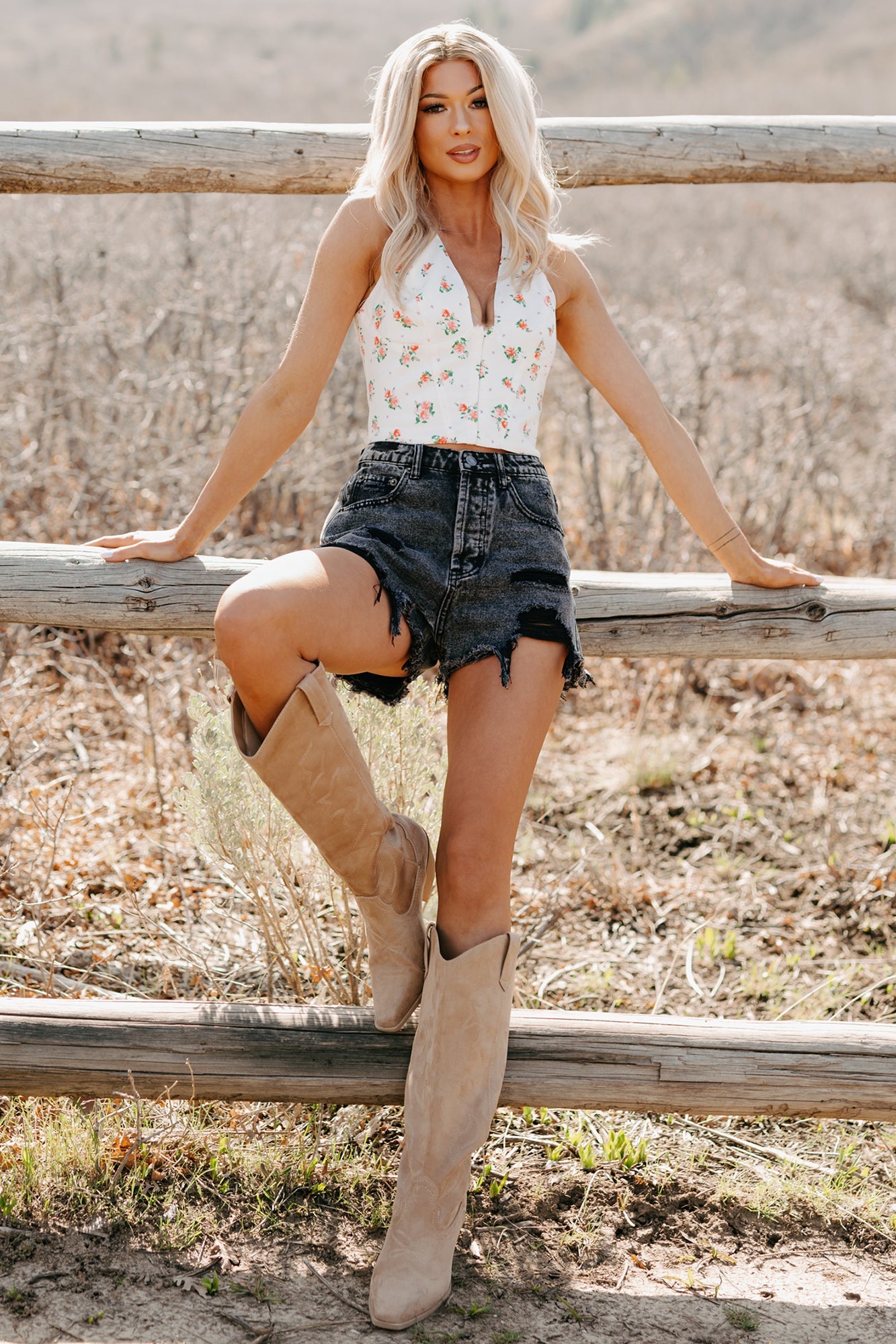 Sweet Tease Floral Halter Top (Off White)